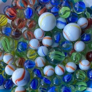 Colorful Marbles Collection- Two Pounds- Approx 150Count. Various Colors & Sizes